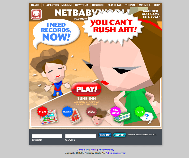 Netbaby World AB website in 2002