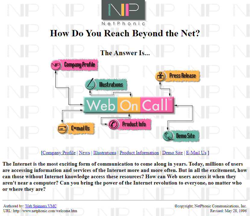 NetPhonic website in 1996