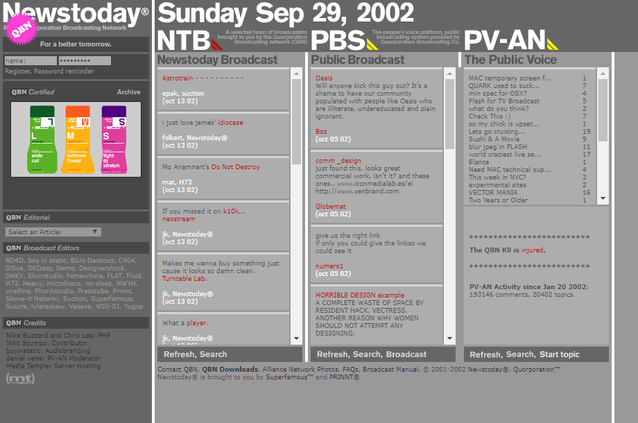 Newstoday website in 2002