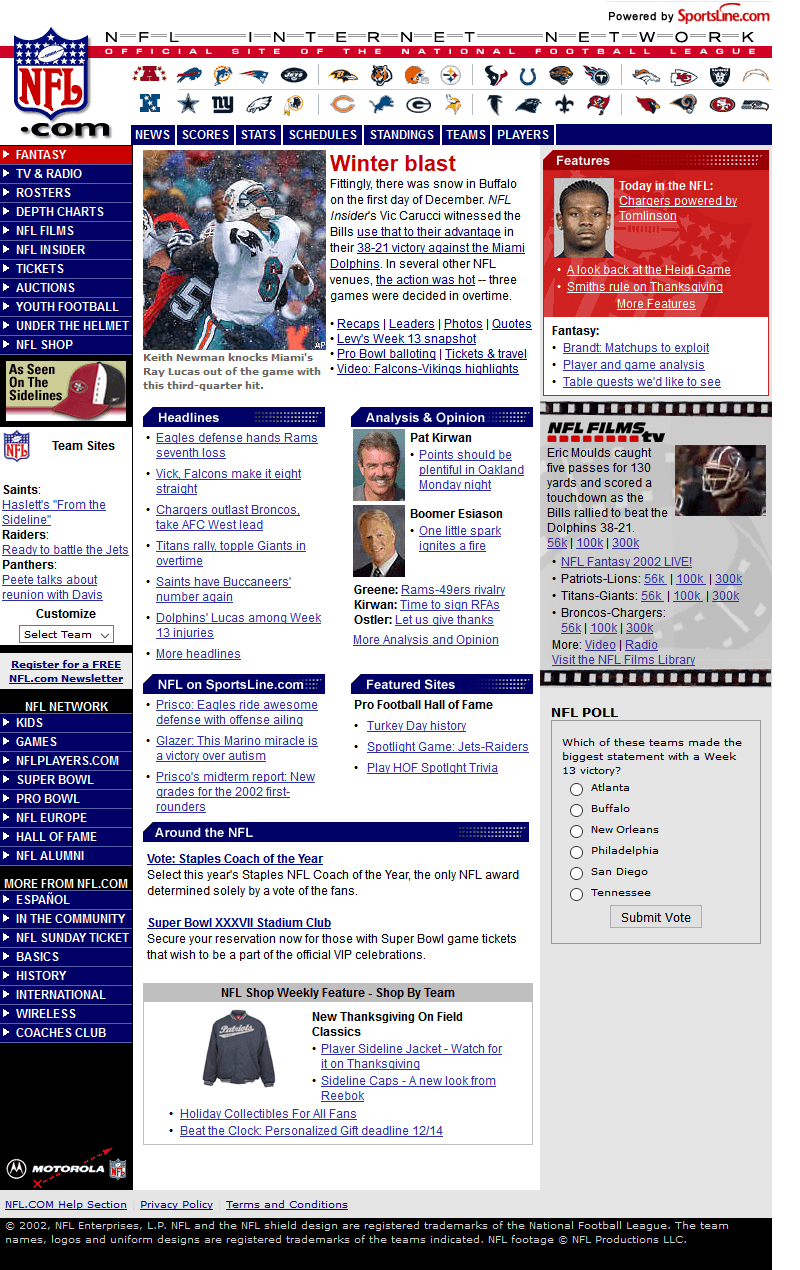 NFL.com website in 2002