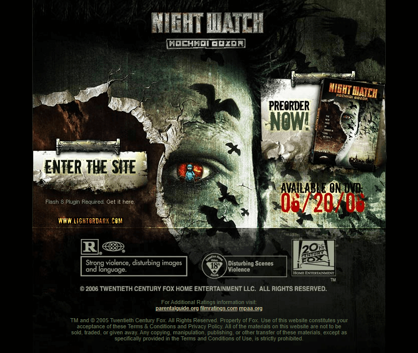 Night Watch flash website in 2006