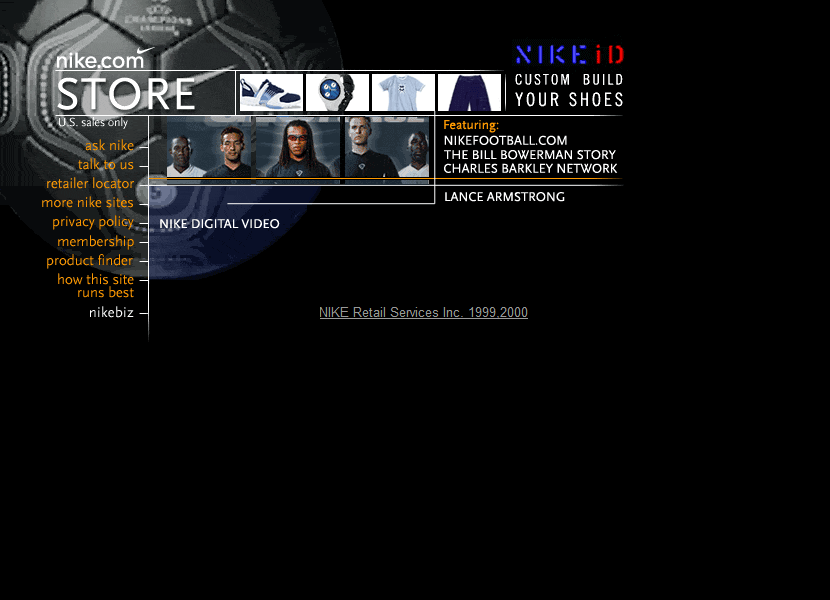 Nike website in 2000