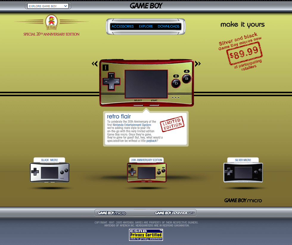 Nintendo - Game Boy Micro flash website in 2006