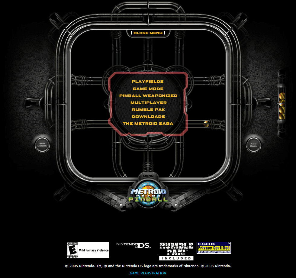 Nintendo - Metroid Prime: Pinball flash website in 2005