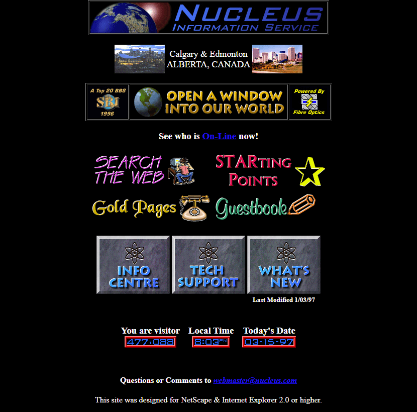 Nucleus Information Service website in 1997