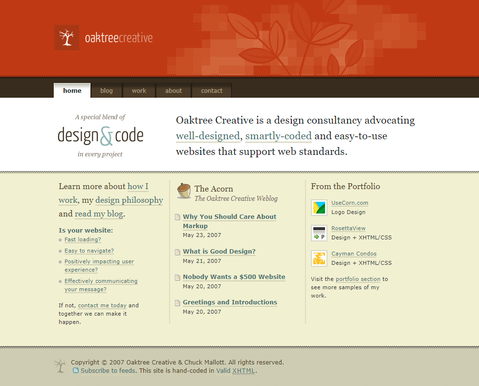 Oaktree Creative website in 2007