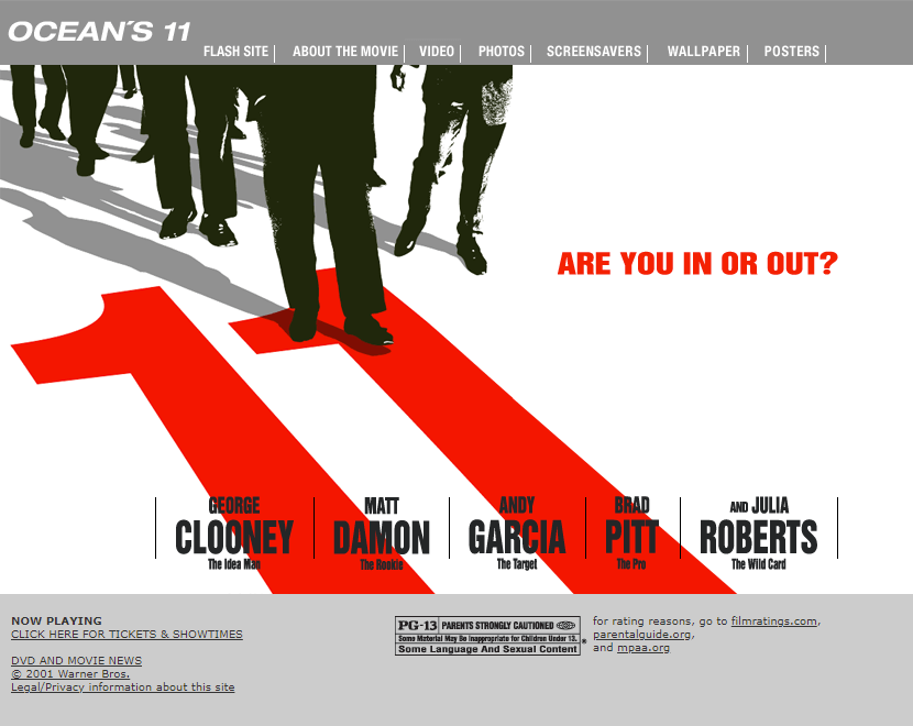 Ocean's Eleven flash website in 2001