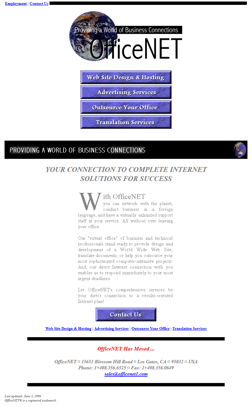 OfficeNET website in 1996