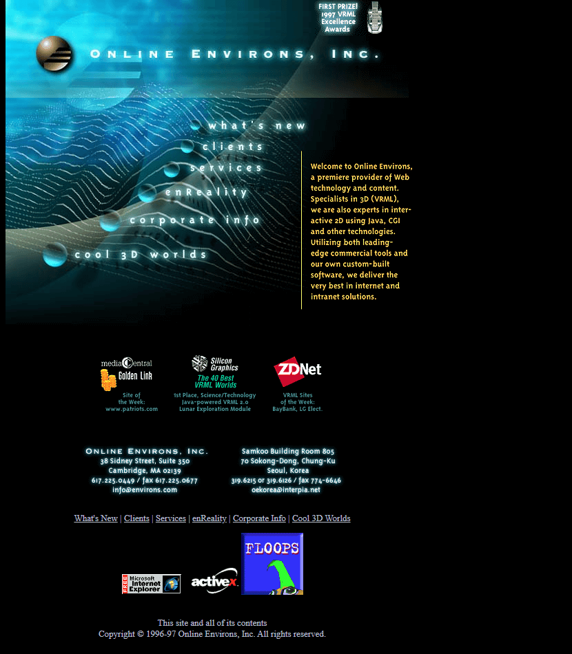 Online Environs website in 1997