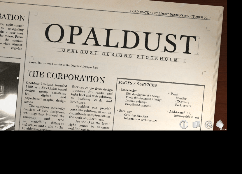 Opaldust Designs flash website in 2001
