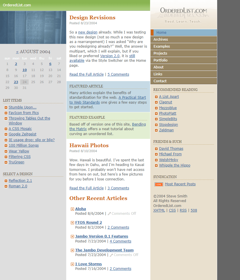 OrderedList.com website in 2004
