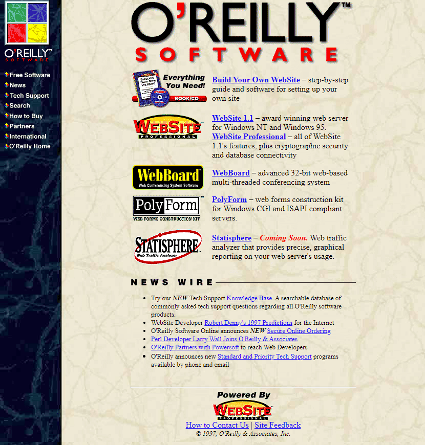 O’Reilly Software website in 1997