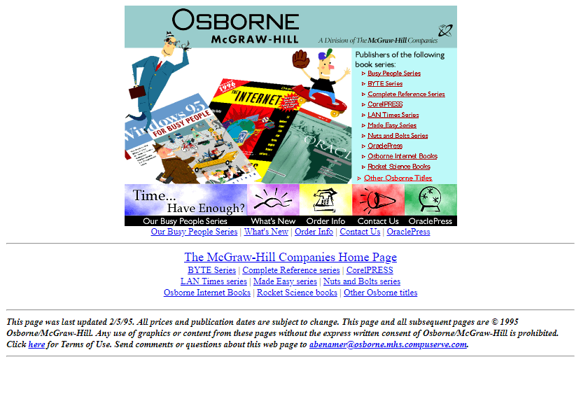Osborne McGraw-Hill website in 1995