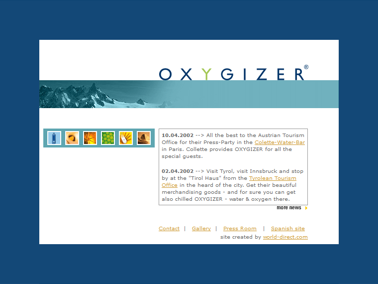 Oxygizer website in 2002