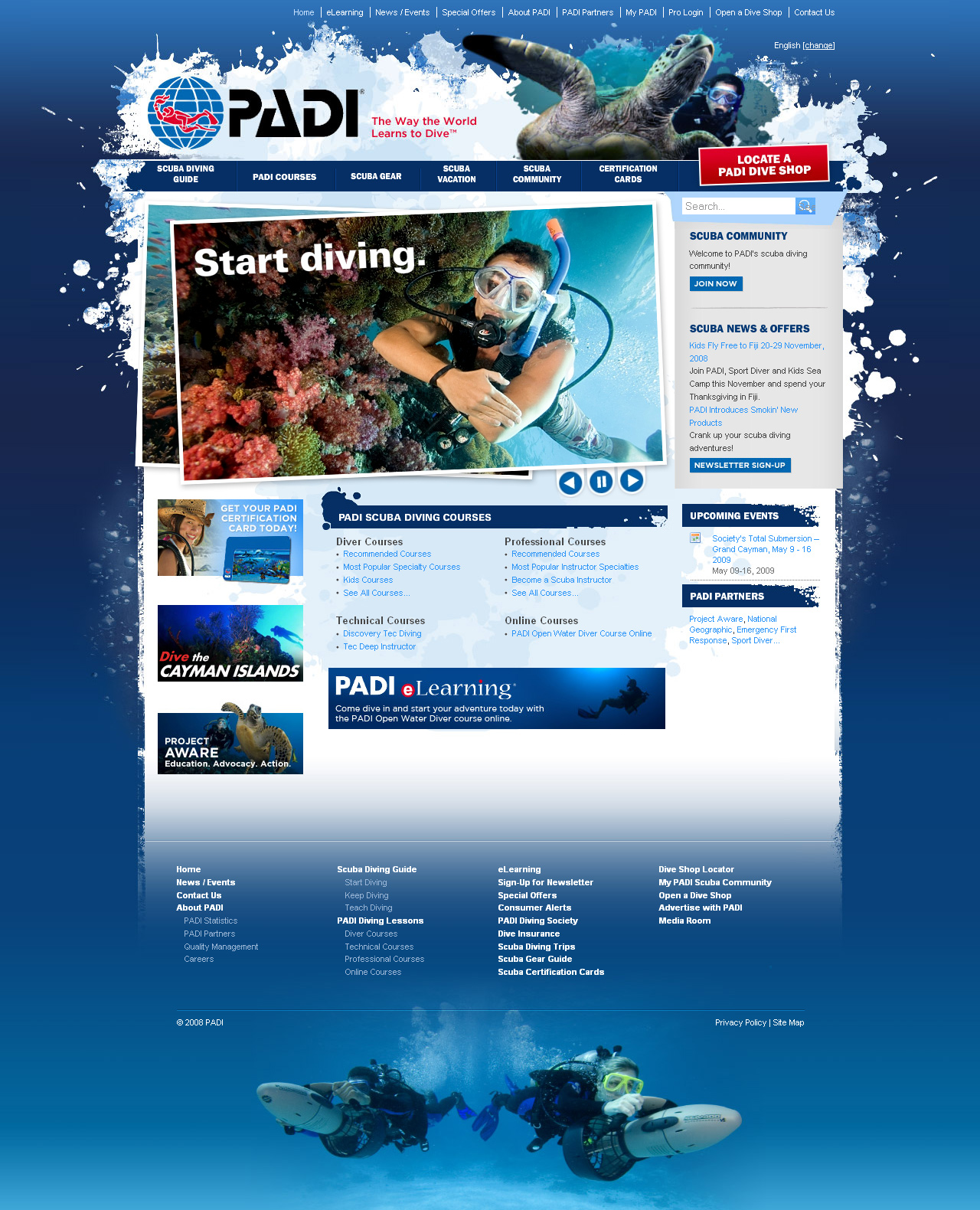 Padi website in 2008