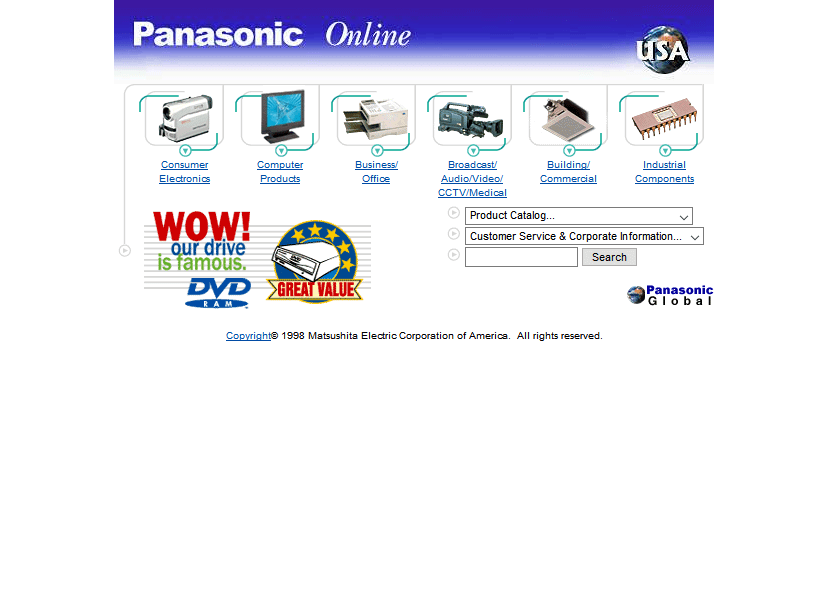 Panasonic website in 1998