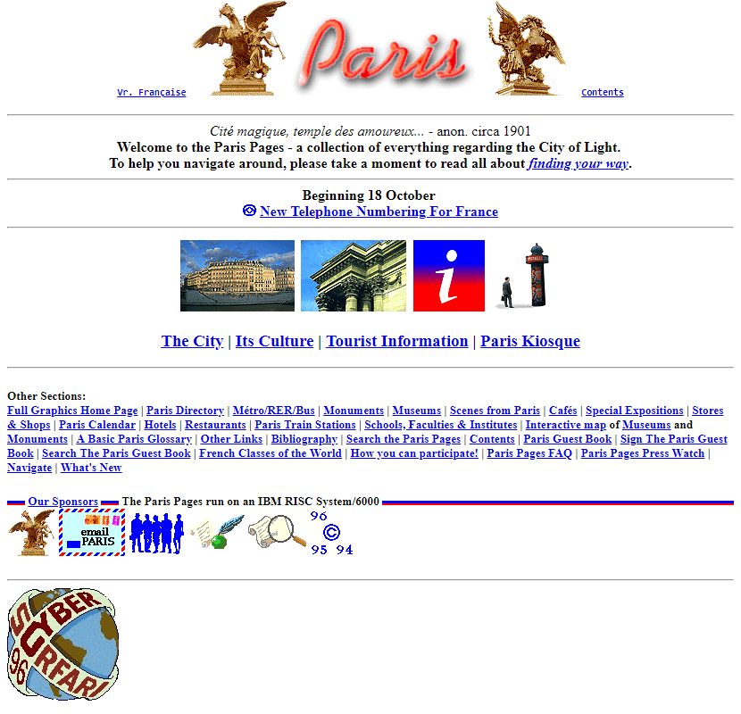 Paris website in 1995