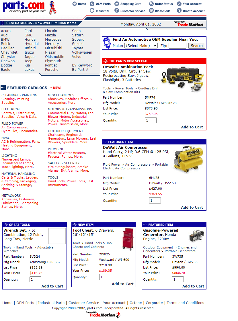 Parts.com website in 2002