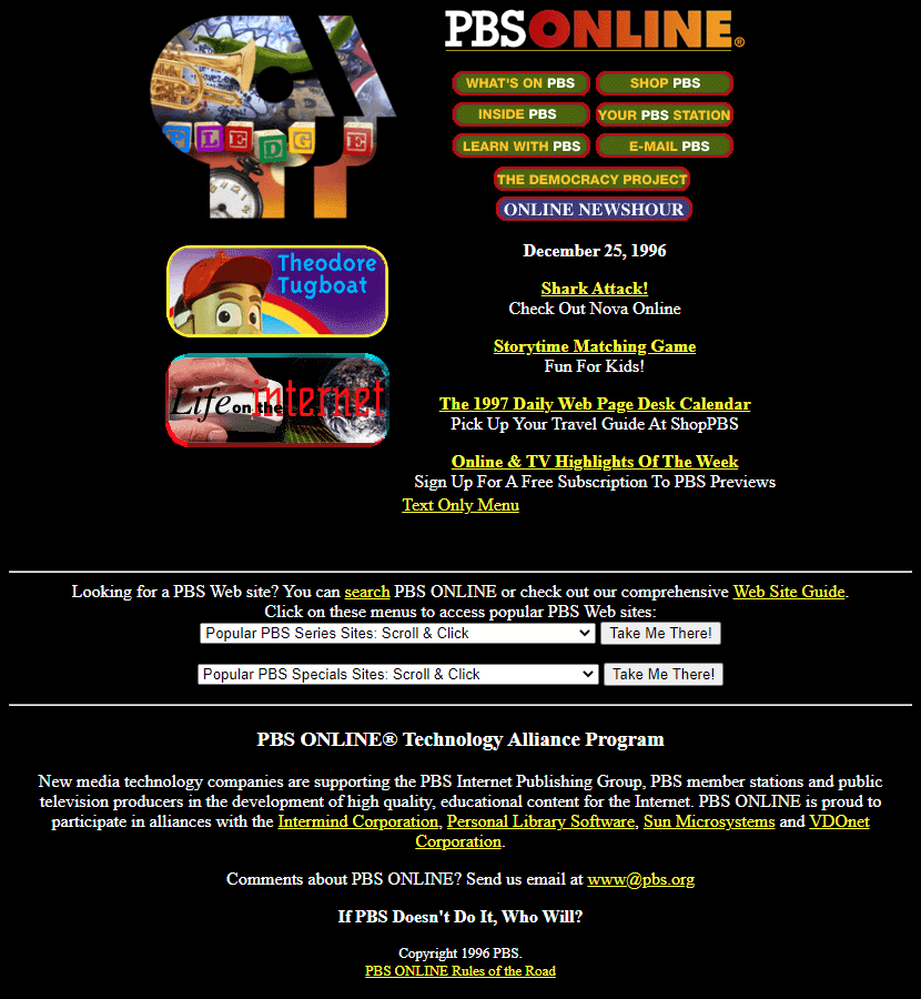 PBS Online website in 1996