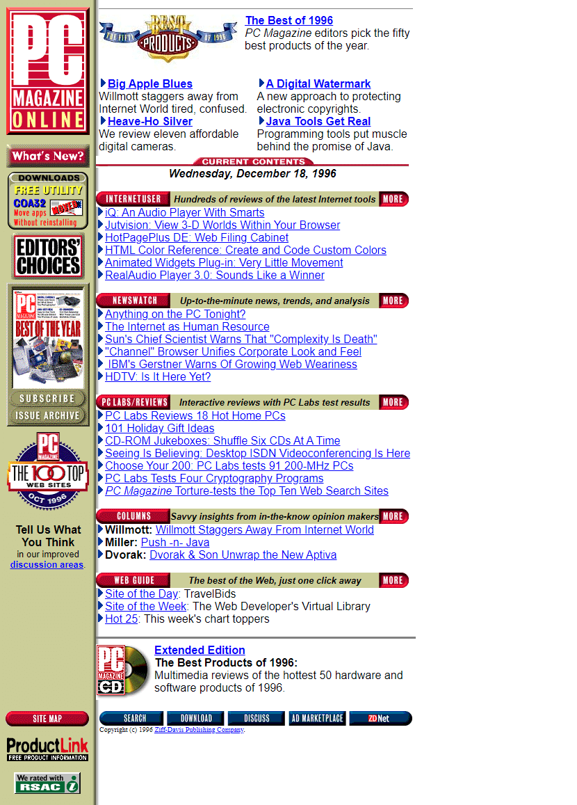 PC Magazine Online website in 1996