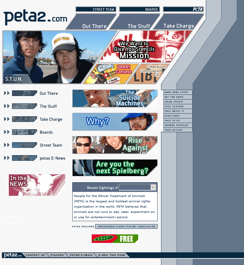 peta2 website in 2003