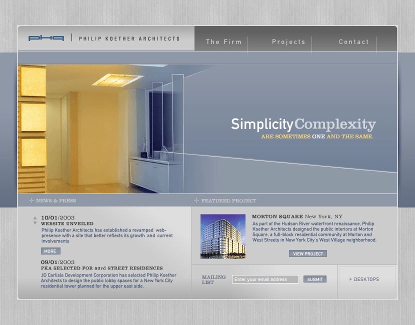 Philip Koether Architects flash website in 2003