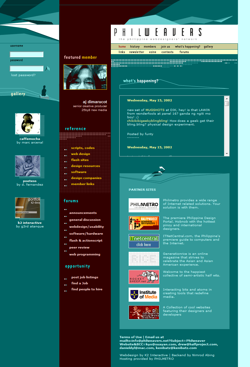 Philweavers website in 2002