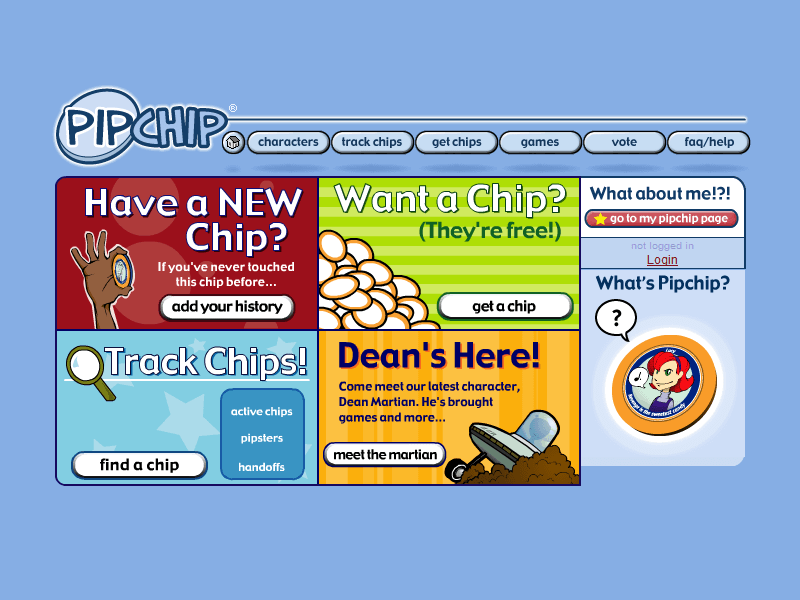 Pipchip website in 2002