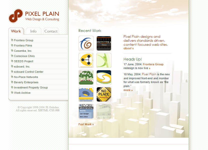 Pixel Plain website in 2004