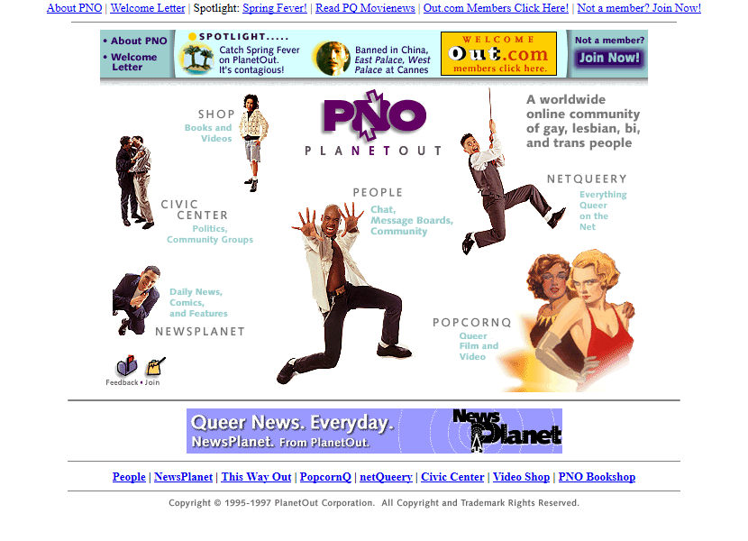 PlanetOut website in 1997