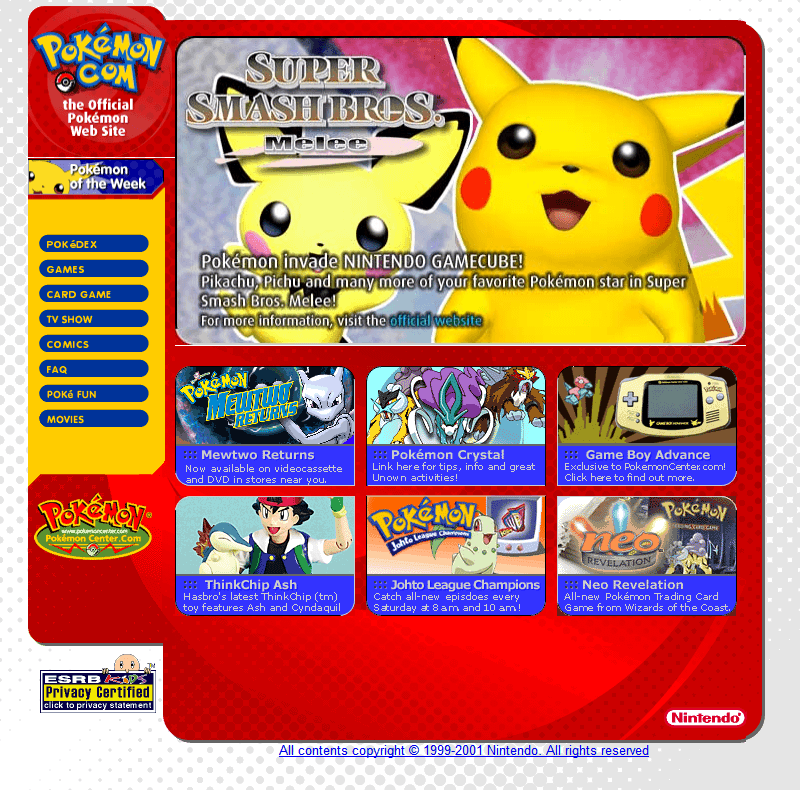 Pokémon website in 2002