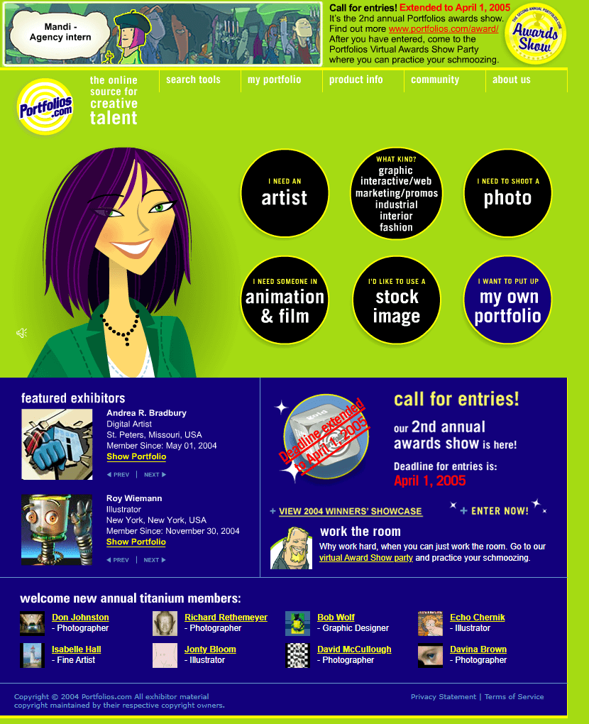 Portfolios.com website in 2005