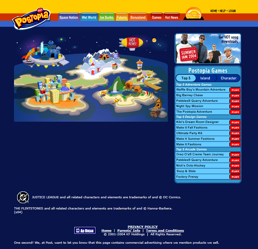 Postopia website in 2004
