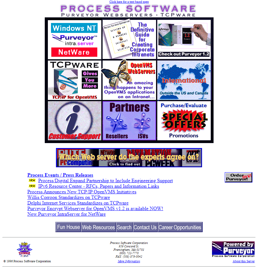 Process Software Corporation website in 1996