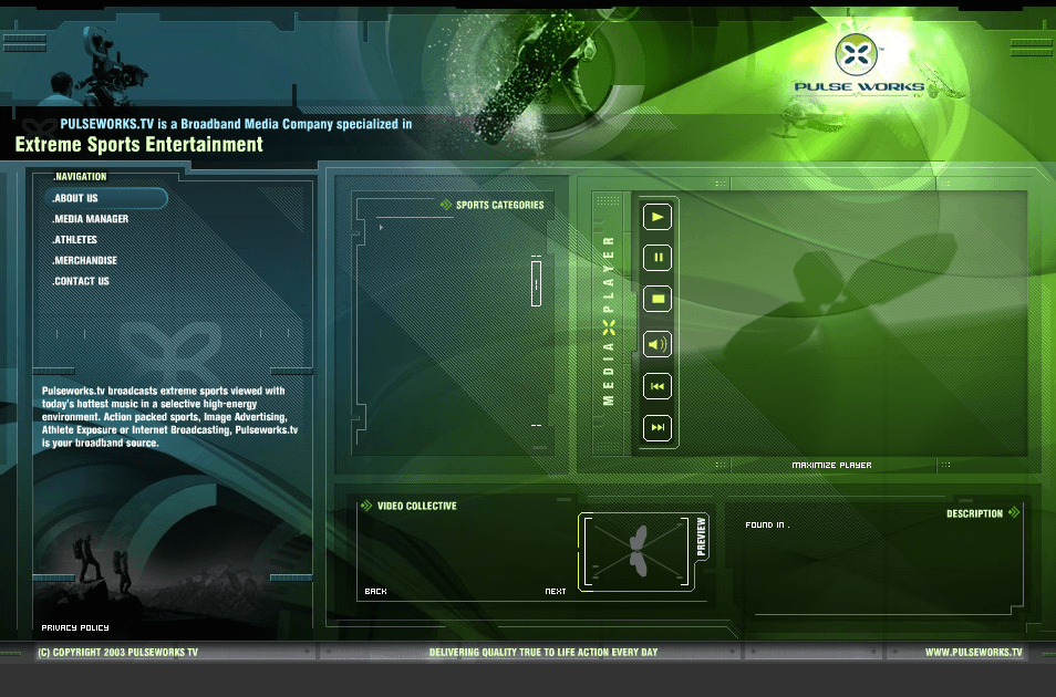 PulseWorks TV flash website in 2003