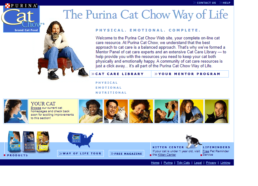 Purina Cat Chow website in 2000