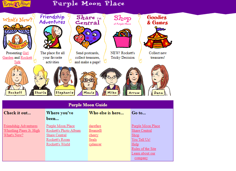 Purple Moon website in 1998