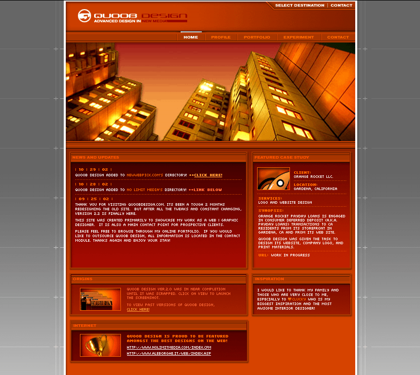 Quoob Design website in 2002