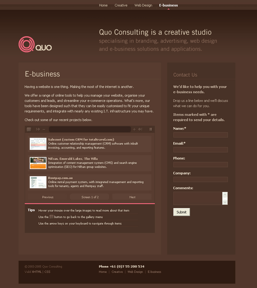 Quo Consulting website in 2005