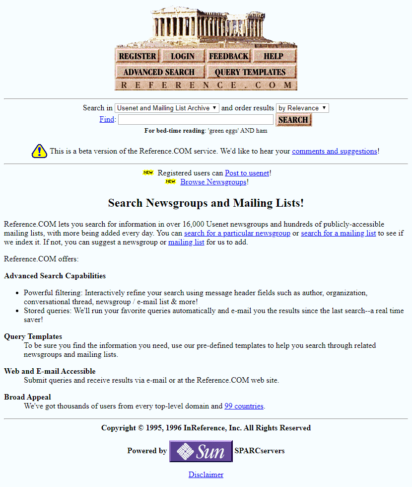 Reference.com website in 1996