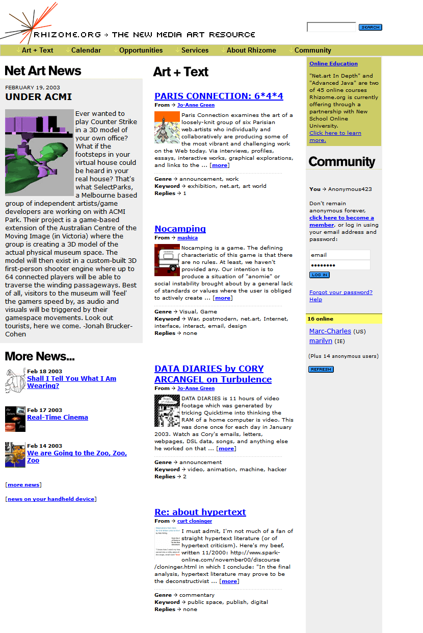 Rhizome.org in 2003