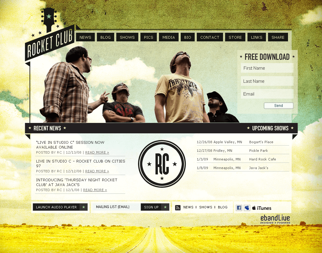 RocketClub website in 2008