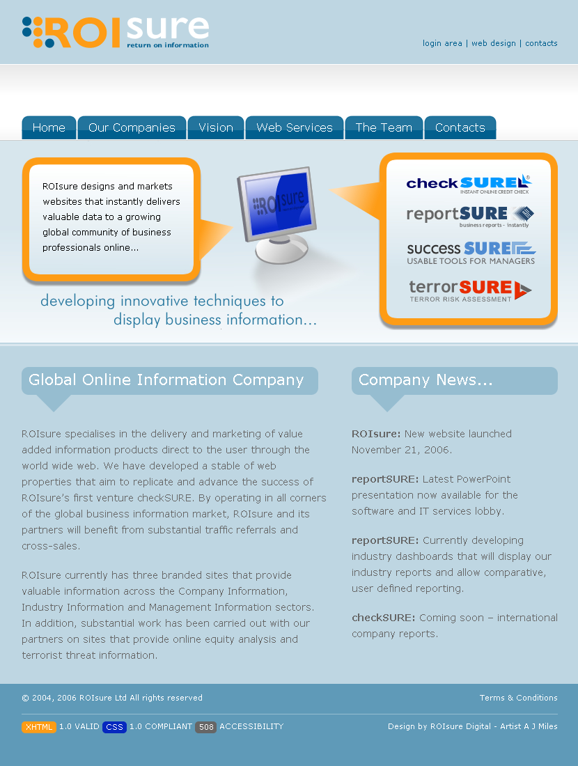 ROIsure Digital website in 2006