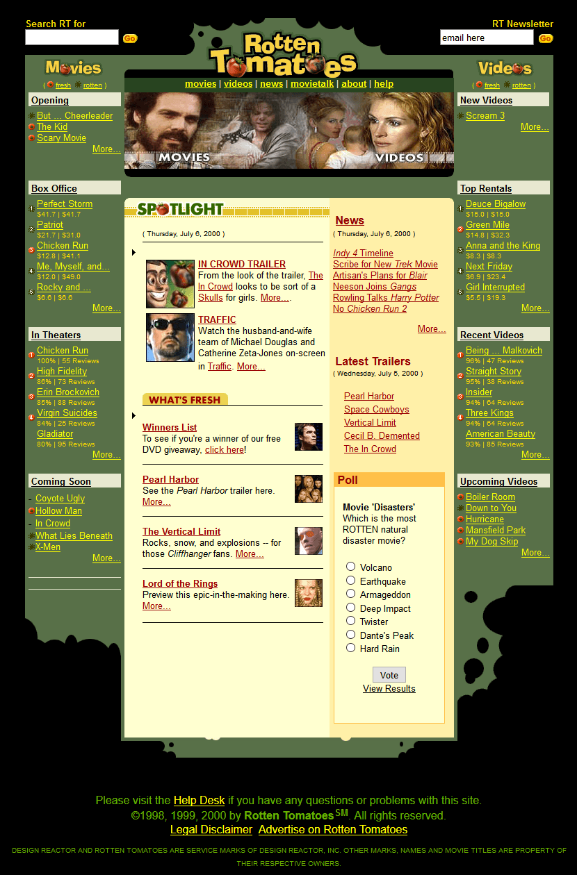Rotten Tomatoes website in 2000