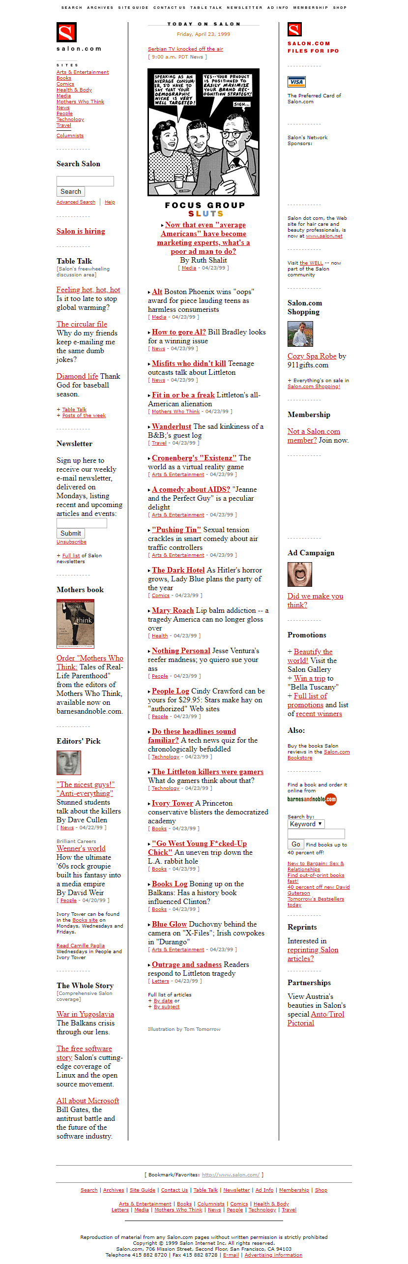 Salon.com website in 1999