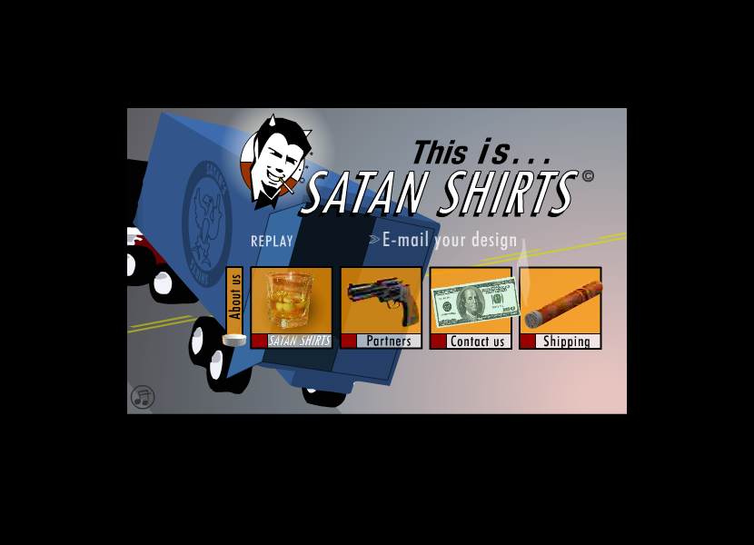 Satan Shirts flash website in 2000
