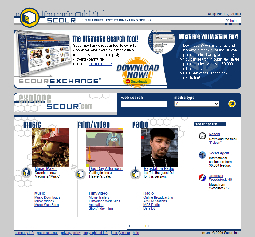 Scour website in 2000