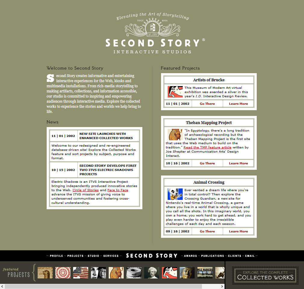 Second Story website in 2002