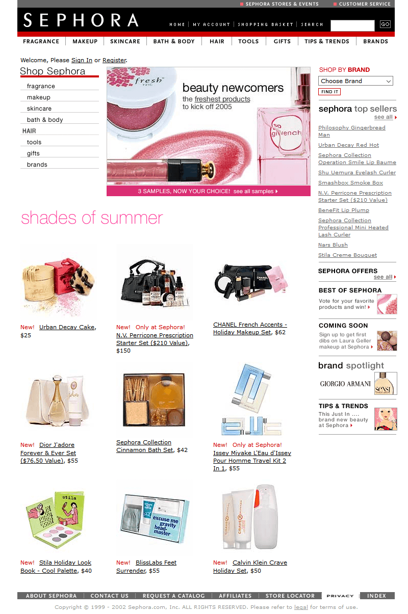 Sephora website in 2002