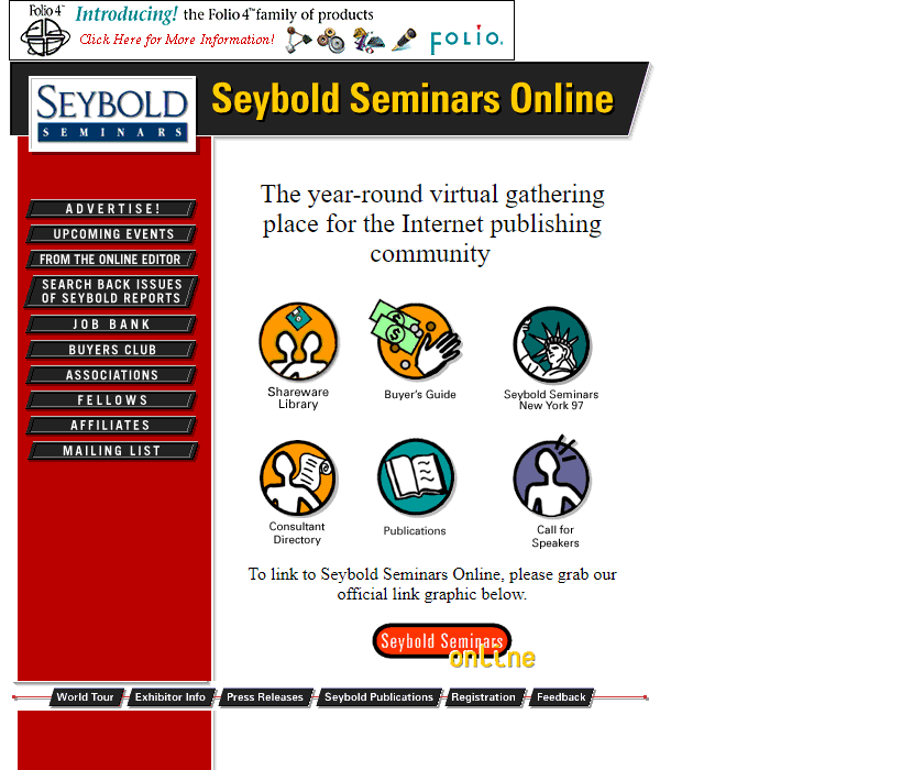 Seybold Seminars Online website in 1996